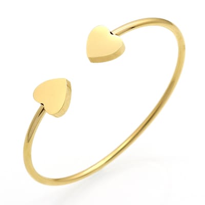 Marama - armband Hearts Goud - bangle - damesarmband - hartjes - stainless steel - gouden plating - licht buigbaar - hart - gold - cadeau Valentijn