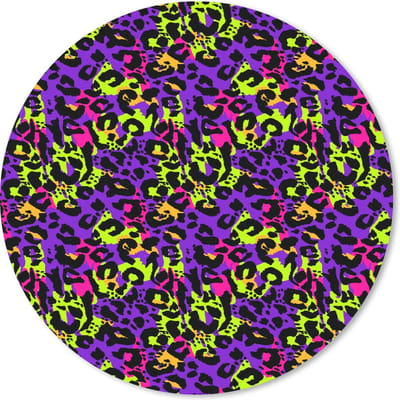 Muismat rond 20x20 cm - Mousepad Dierenprint - Neon - Paars - Geel - Ronde muismatten
