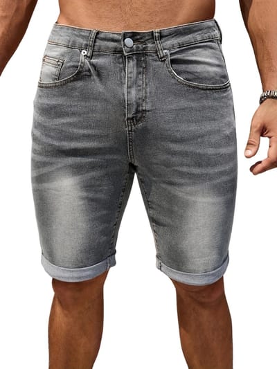 Livano Korte Broek Heren - Spijkerbroek - met Zakken - Volwassenen - Jongens - Shorts - Grijs - Maat XS