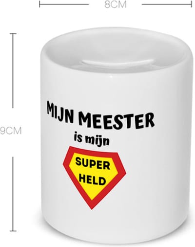 Akyol - mijn meester is mijn superheld Spaarpot - Meester - super meester - verjaardag - cadeautje voor meester - meester artikelen - kado - geschenk - collega's - 350 ML inhoud