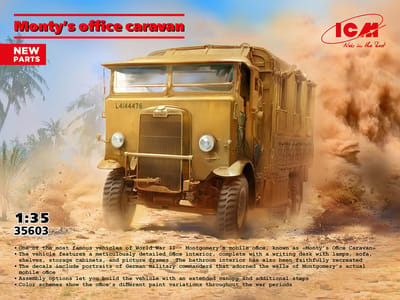 ICM Modelbouwpakket Militaire voertuigen - 35603 Leyland Retriever - Monty#039 Office Caravan WWII - Militaire Vrachtwagen Plastic - 1:35 - Modelbouw