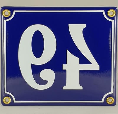 Emaille Huisnummer - Nummerbord Huis - Huis Identificatie - Handgemaakt Emaille - 12x14cm - Blauw-Wit