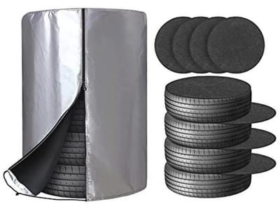 Waterdichte Bandentas met Viltmatten voor Seizoensgebonden Banden - Geschikt voor 4 Banden (14-18 inch)