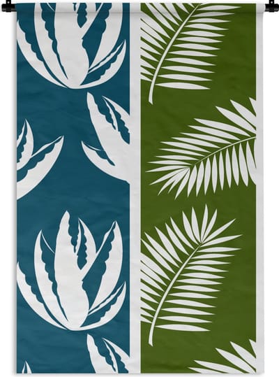 Wandkleed - Wanddoek - Bladeren - Tropisch - Design - Hawaii - 60x90 cm - Wandtapijt