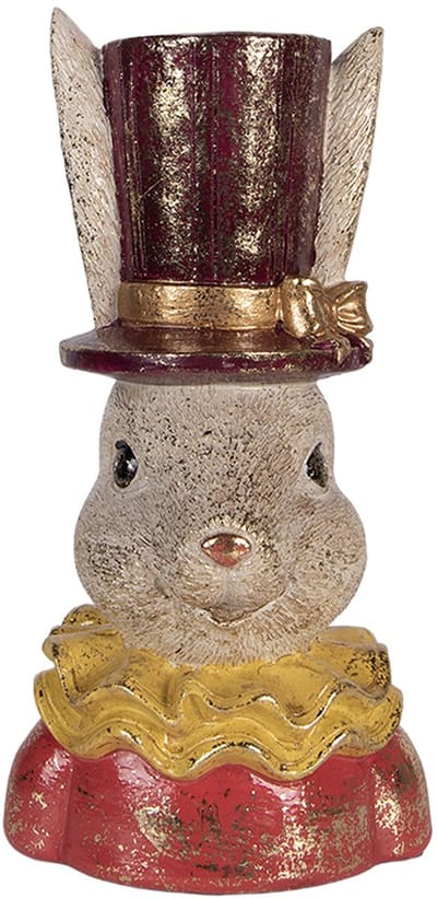 Clayre & Eef Decoratie Beeld Konijn 16x13x29 cm Beige Kunststof