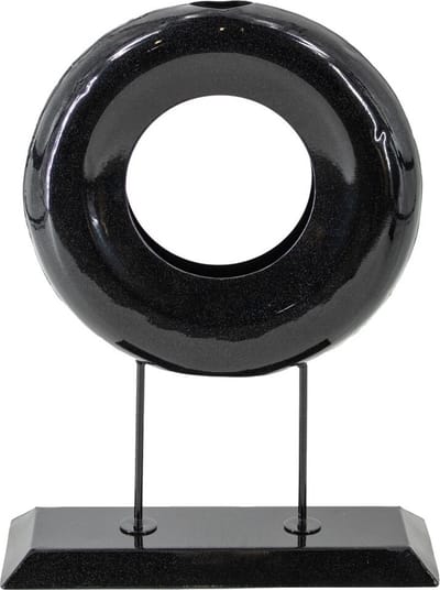 Metalen ornament donut black marble
