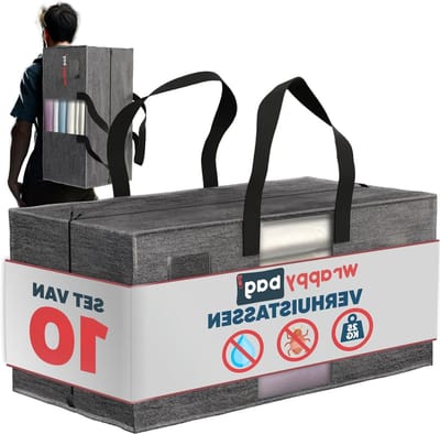 Opbergzakken Set - Verhuiszakken Jumbo - Ruimte Besparen - Met Rugzakriemen - 10 Stuks XXL - Transparant Venster