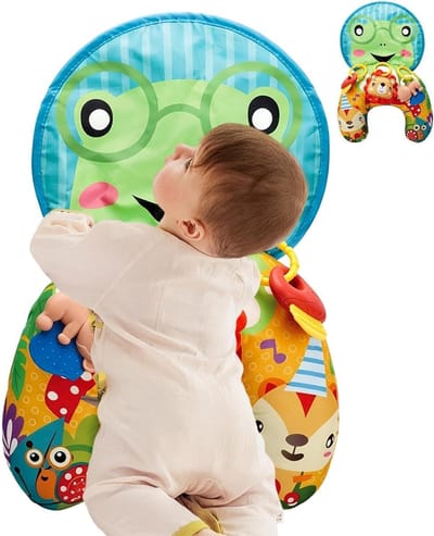 Kinder Zitkussen - Baby Ondersteuning - Ontspannen Zitten - Huidvriendelijk Katoen - 45.6x31.8x10 cm - Kikker