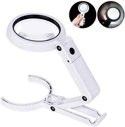 Opvouwbare vergrootglaslamp - Vergroting: 5x/11x - Bureauvergrootglaslamp - 8 LED's - Lensdiameter 75 mm - Geschikt om te lezen - Wit