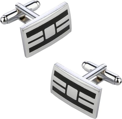 Fako Bijoux - Manchetknopen - Rechthoek - Zwart Gestreept - 20x12mm - Zilverkleurig