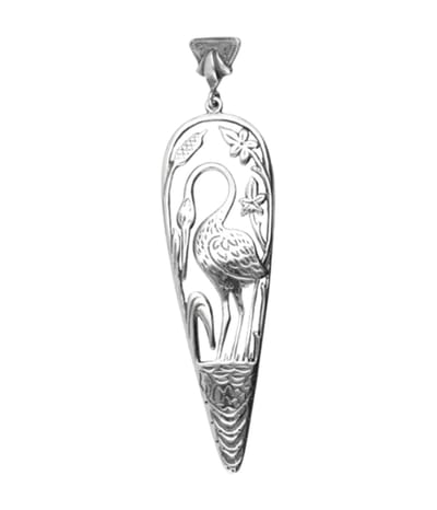 Zilveren Kraanvogels in pendule Art Nouveau Jugendstil XL hanger