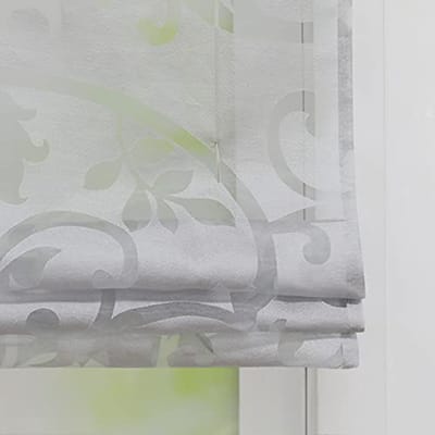 Transparante Rozen Voile Gordijn met Oogjes - Romeins Gordijn 80x130 cm in Grijs voor Makkelijke Installatie zonder Boren