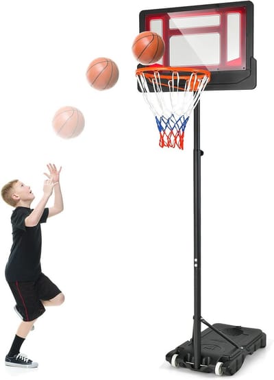 Verstelbare Basketbalstandaard met Wielen voor Binnen en Buiten - Hoogte 195-250 cm