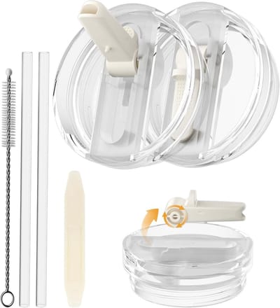 Tumbler Flip Straw Lid Vervanging voor 40 oz Drinkbeker - 2 Stuks, Wit, Ideaal voor Hydratatie en Reizen