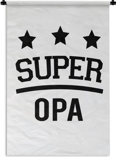 Wandkleed Vaderdag - Vaderdag cadeau idee voor opa of grootvader met tekst - Super opa Wandkleed katoen 60x90 cm - Wandtapijt met foto