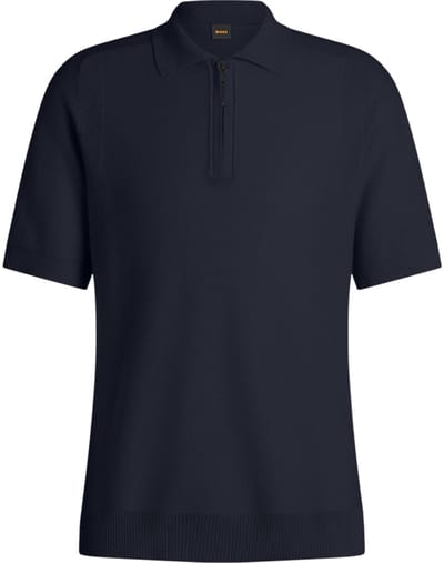 poloshirt Boss Orange donkerblauw met rits