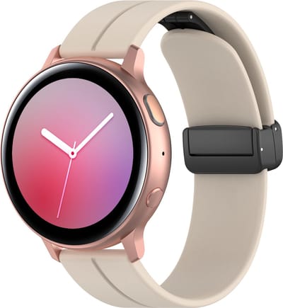 Strap-it Smartwatch bandje 20mm - magnetisch d-buckle bandje - geschikt voor Samsung Galaxy Watch 1 42mm / Watch 3 41mm / Active & Active 2 40 & 44mm / Gear Sport - Polar Ignite 1-2-3 / Unite / Pacer - Xiaomi Amazfit GTS 1-2-3-4 / Bip - sterrenlicht