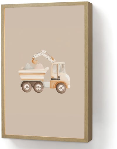 Nachtlampje 40x60 cm - Kinder lamp - Kiepwagen - Auto - Beige - Tafellamp kinderkamer draadloos - Slaapkamer lampje - Bedlamp kinderen - Kinderlampje - Wandlamp babykamer - Nachtlampjes