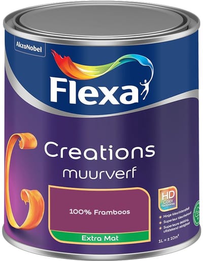 Flexa - Creations Muurverf Extra Mat - 100% Framboos - Mengverf - 1 L