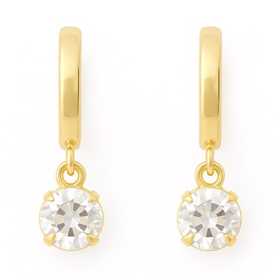 Oorhangers verguld staal - gold plated ringetjes met kristal hangertje