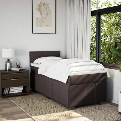 vidaXL - Boxspring - met - matras - stof - donkerbruin - 90x200 - cm