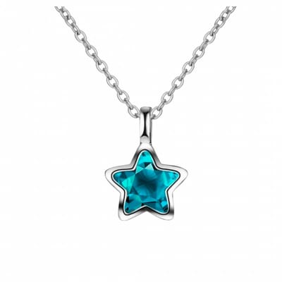 Zilveren ketting - blauw -sterretje- 43 cm-Charme Bijoux