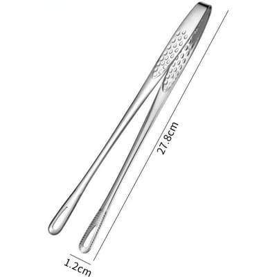 1Pc Roestvrijstalen Voedseltangen Lange steel Antislip Barbecuetangen Steaktangen Keuken Koken Gereedschap Keukenaccessoires zilver