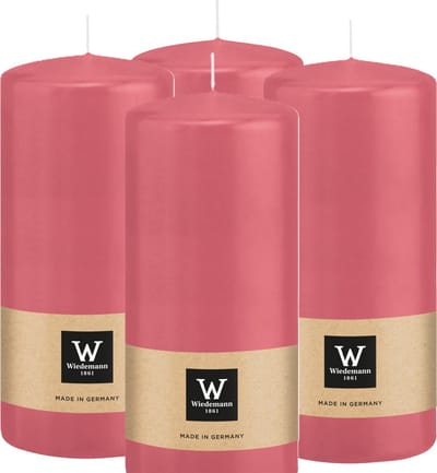 Wiedemann Cilinderkaars/stompkaars - 4x - roze - 15 x 7 cm - 63 branduren - zuilkaarsen