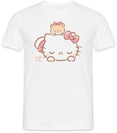 Hello Kitty Met Teddy Op Haar Rug T-Shirt Heren