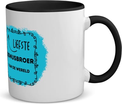 Akyol - liefste bonusbroer van de wereld koffiemok - theemok - zwart - Broer - de liefste bonusbroer - verjaardag - cadeautje voor broer - broer artikelen - kado - geschenk - 350 ML inhoud