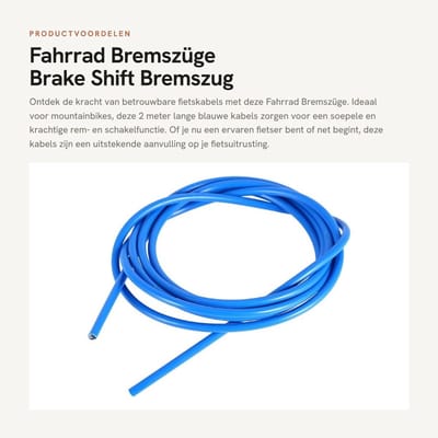 Dailygoods- Bremszug Gehäuse Kit - Mountainbike - Universeel - 2m - Antislip - Zwart/Blauw/Rood - Nieuw - Fietsremkabel