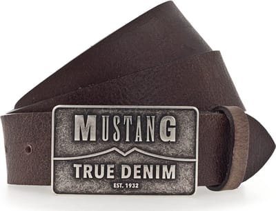 MUSTANG Leren Riem Classic Leather Belt W85 Dark Brown Bruine
