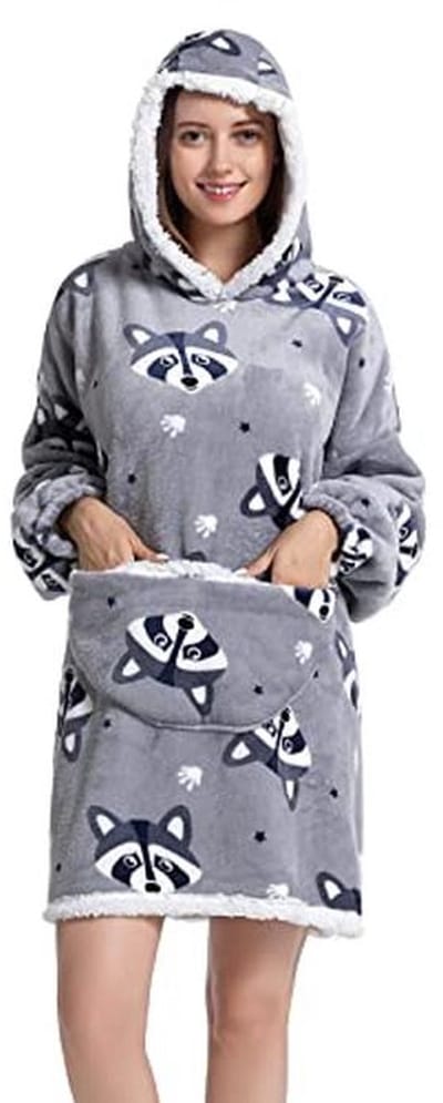 Oversized Deken Hoodie voor Volwassenen en Tieners - Knuffelige Fleece Draagbare Deken met Capuchon