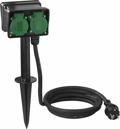 ProPlus viervoudige Schuko Tuincontactdoos - 4 Voudig - 2 meter kabel - 3 x 1.5 mm2 - Verdeeldoos - Buitenstopcontact - Tuinstopcontact Waterdicht - Voor Buiten - Met Veiligheidsstekker