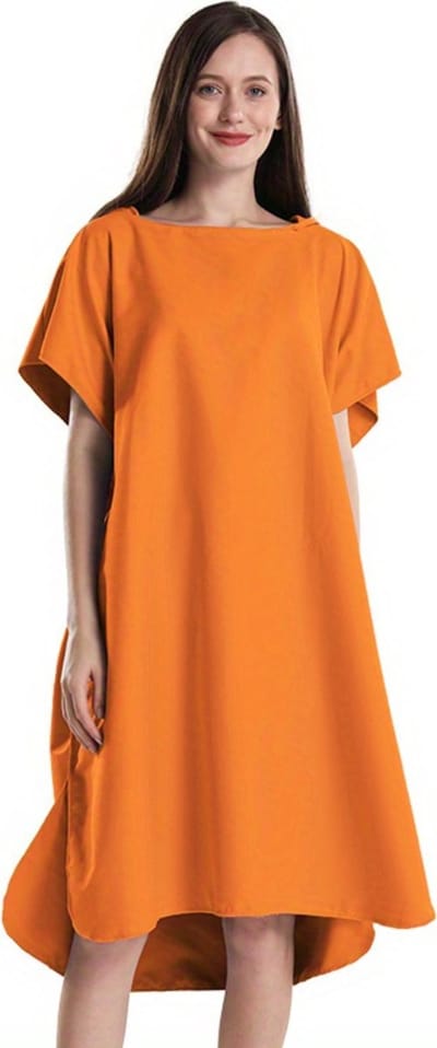 Nivard Surf Poncho - Dames - Heren - Omkleed Handdoek - Volwassenen - Zacht - Poncho - Oranje