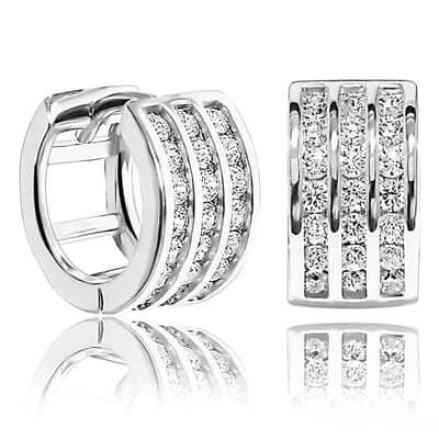 Juwelier Zwartevalk - ZILVEREN (GERHODINEERD) OORBELLEN MET ZIRKONIA 22.094/Ø13mm--