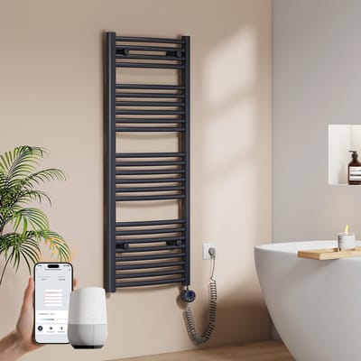 EMKE Elektrische Handdoekradiator - Slimme Bediening - APP Week Timer - 120x50cm - 500W - Mat Antraciet