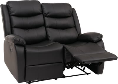 2-zits bioscoopstoel MCW-O62, relaxfauteuil televisiefauteuil met armleuning, ligfunctie kunstleer ~ zwart