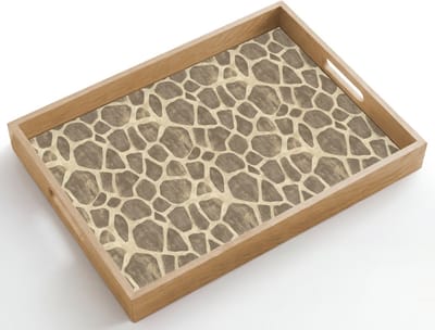Dienblad hout 50x35 cm - Schootdienblad - Giraf - Patroon - Beige - Bruin - Borrelplank rechthoek - Plateau dienbladen