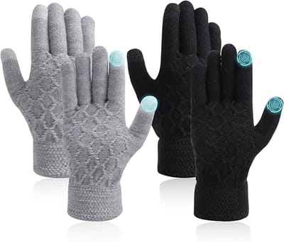 Handmoffen - Handmoffen Scooter - Handwarmers Fiets -Touchscreen handschoenen - Warme handschoenen - Elastische manchetten - Zacht gevoerd gebreid - Winter - Unisex - Geschikt voor hardlopen - Autorijden - 2 paar