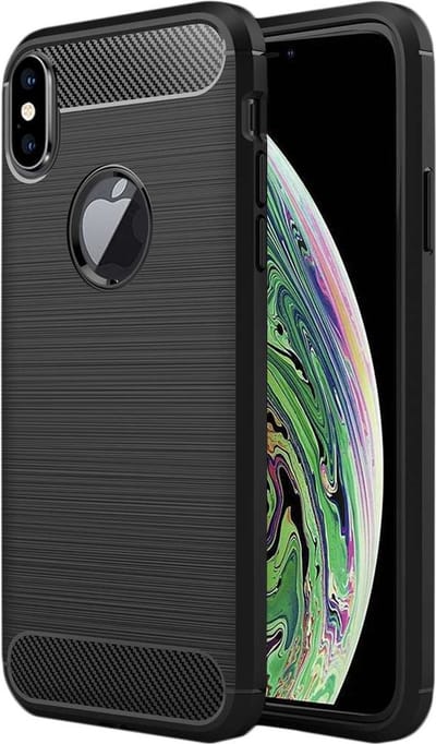 ebestStar - Hoes geschikt voor iPhone XS Max Apple, TPU Bescherming Cover, Koolstof Design Hoesje, Zwart