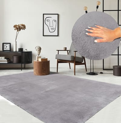 Karpet24 Loft – Luxe, Fluweelzacht Effen Vloerkleed in Grijs, Modern & Stijlvol-80 x 150 cm