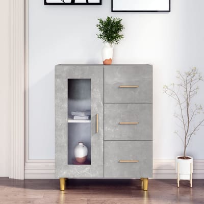 vidaXL - Dressoir - 69,5x34x90 - cm - bewerkt - hout - betongrijs