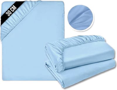 MKSS® Matrasovertrek 180x200 - Hoeslaken - Matrashoes - Super Zacht - Licht Blauw