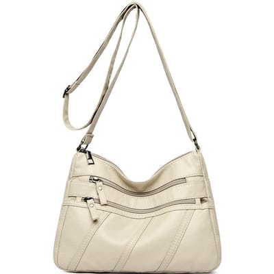 Nieuwe Lente en Zomer Crossbody Tas Moeder Schoudertas Wassen Zacht Leer Dames Kleine Tas Middelbare Leeftijd en Ouderen beige