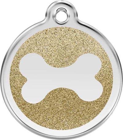 Red Dingo Hondenpenning 20 mm bot glitter goudkleurig