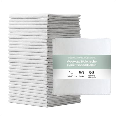 Wegwerphanddoeken Organic Handdoek - 90x45 cm - 100% Organische Plantenvezels - Hypoallergeen - Wit - Hoge Absorptie