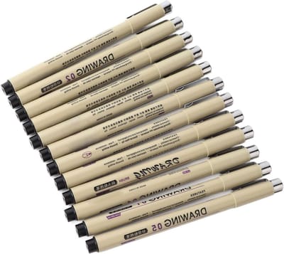 Draagbare 12-in-1 Sneldrogende Micro Fineliner Tekenpennen voor Schetsen, Illustraties en Kunstenaars