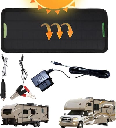 Solar druppellader - Batterij onderhoud - Accu opladen - Waterdicht ontwerp - 5W paneel - Zwart