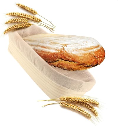 Rijsmand met linnen - Broodmand bakken - Brood rijzen - Natuurlijk rotan - 35 x 14 cm - Beige